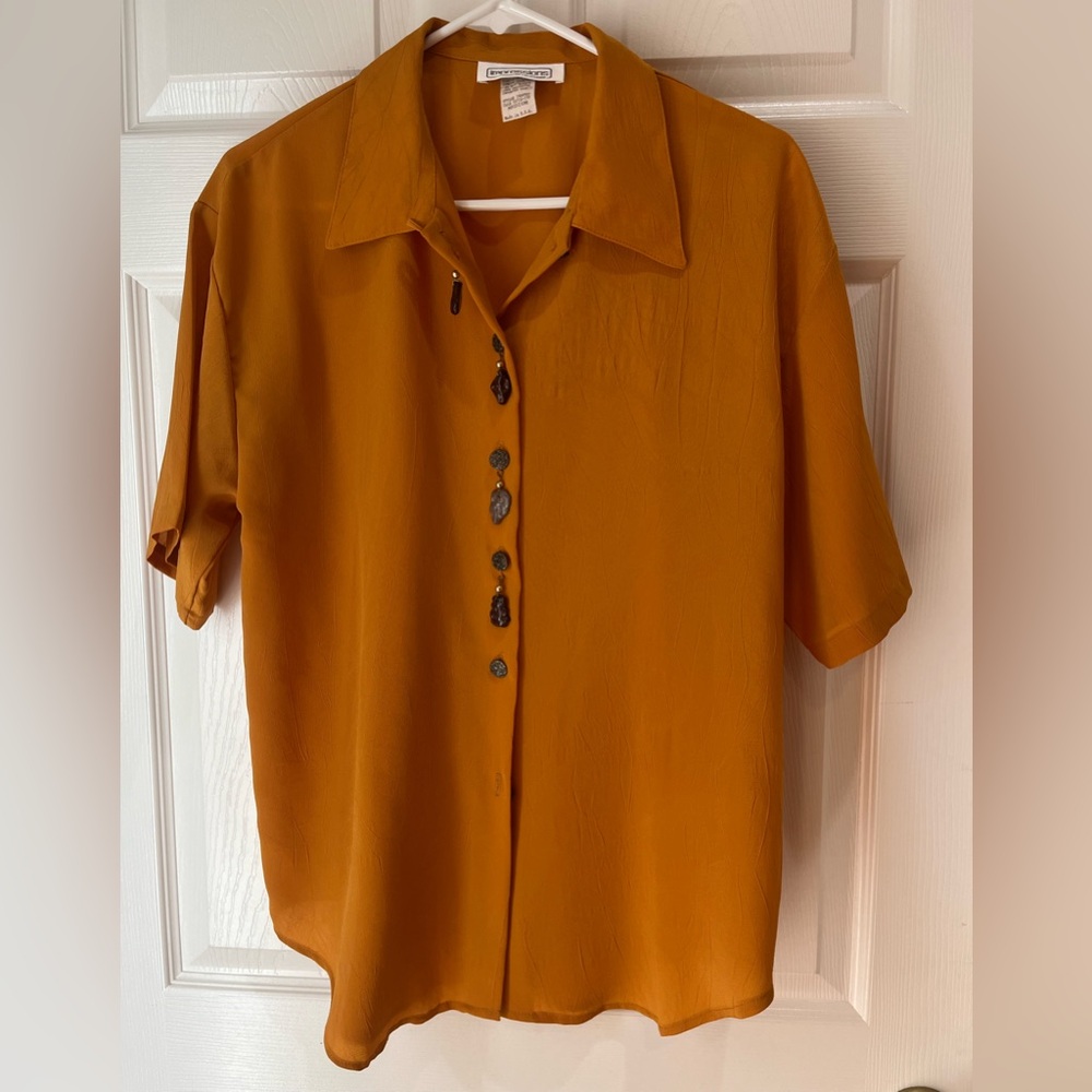 Vintage Impressions of California Gold Caramel Ornament Button Down Shirt Size M